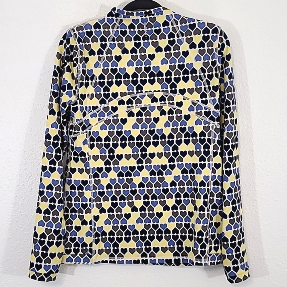 T by TALBOTS Quarter Zip Pullover Long Sleeve UPF 50+ Yellow/White/Gray/Blue, S - Picture 5 of 7